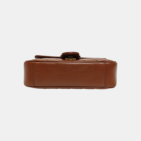 GG Marmont Small Quilted Calfskin Brown
