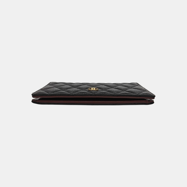 Quilted Grained Calfskin Wallet Black