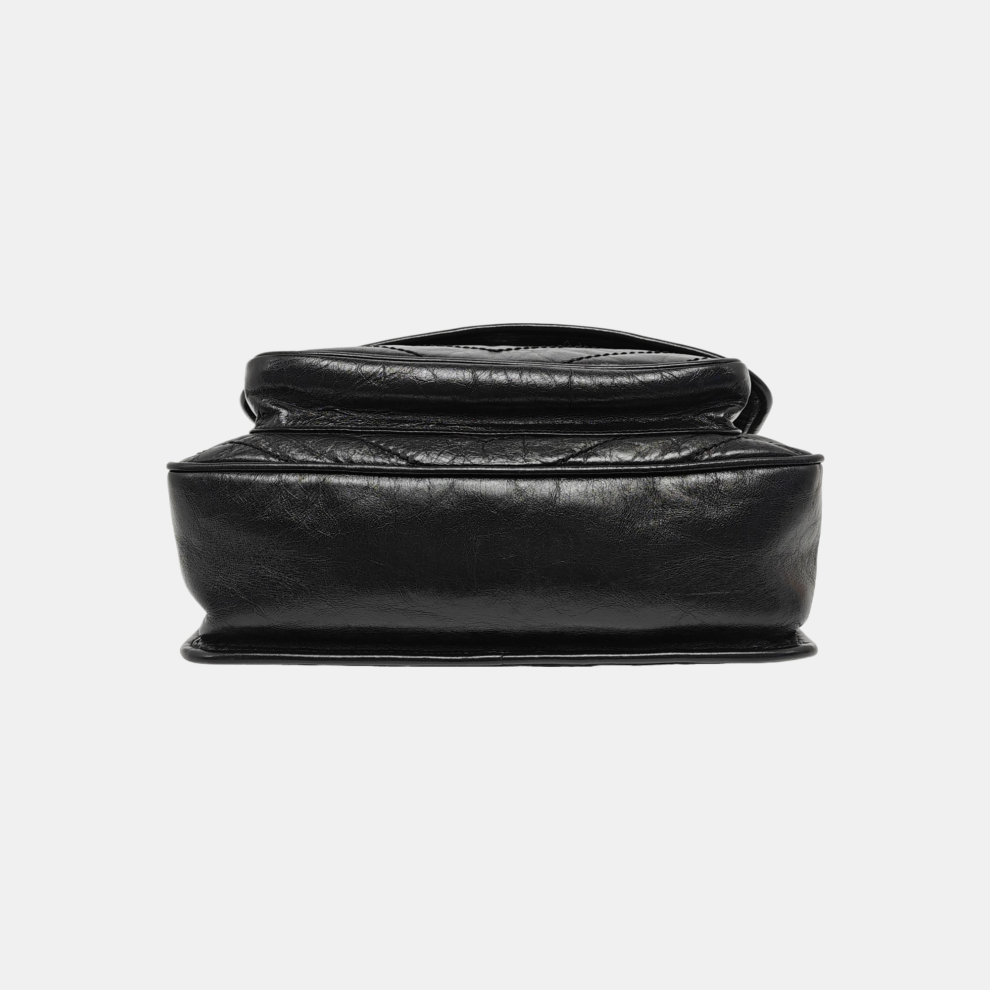 NIKI Medium Chevron Calfskin Black