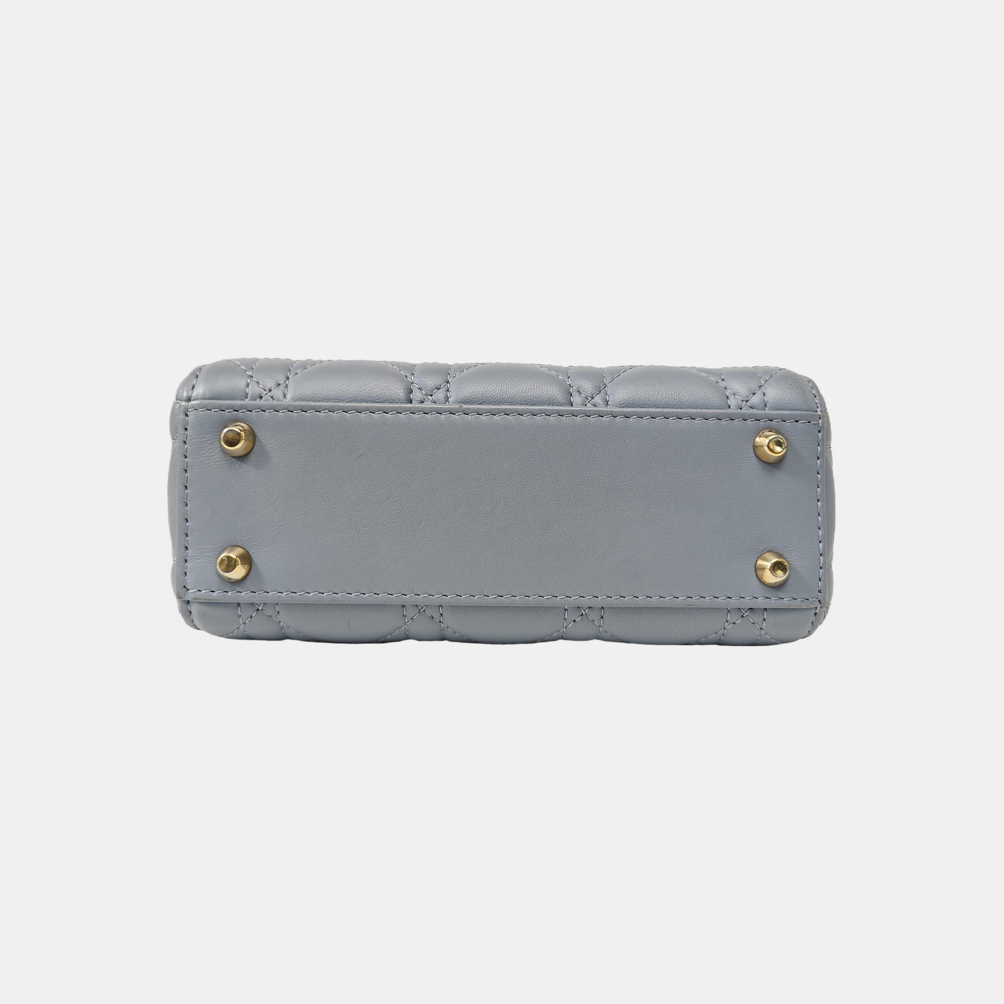 Lady Dior Mini Cannage Lambskin Blue