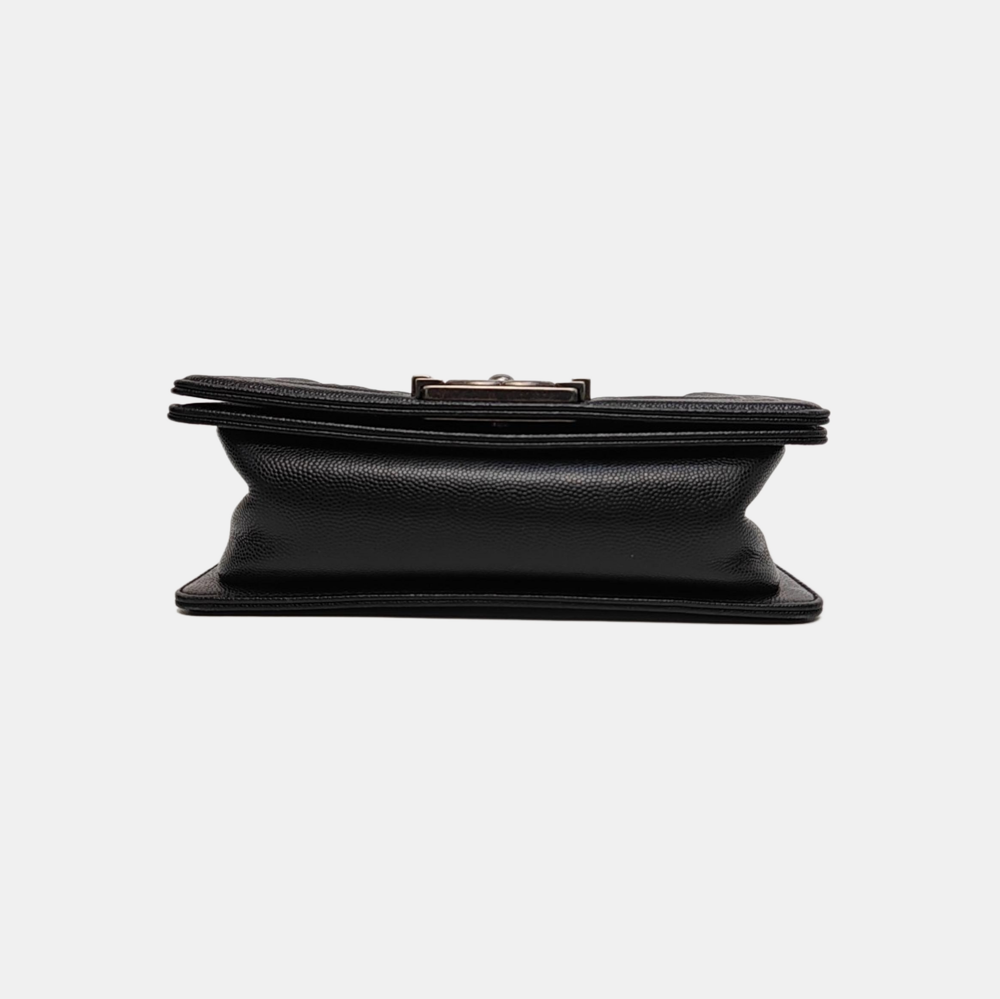 Authenticated pre-owned  BOY CHANEL Small Quilted Grained Calfskin Black - Shoulder Bag at Looply