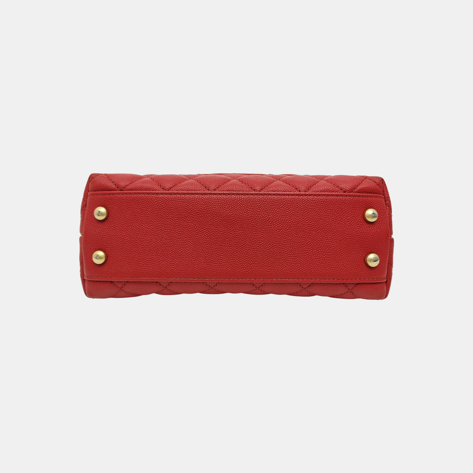 COCO HANDLE Small Quilted Grained Calfskin Red