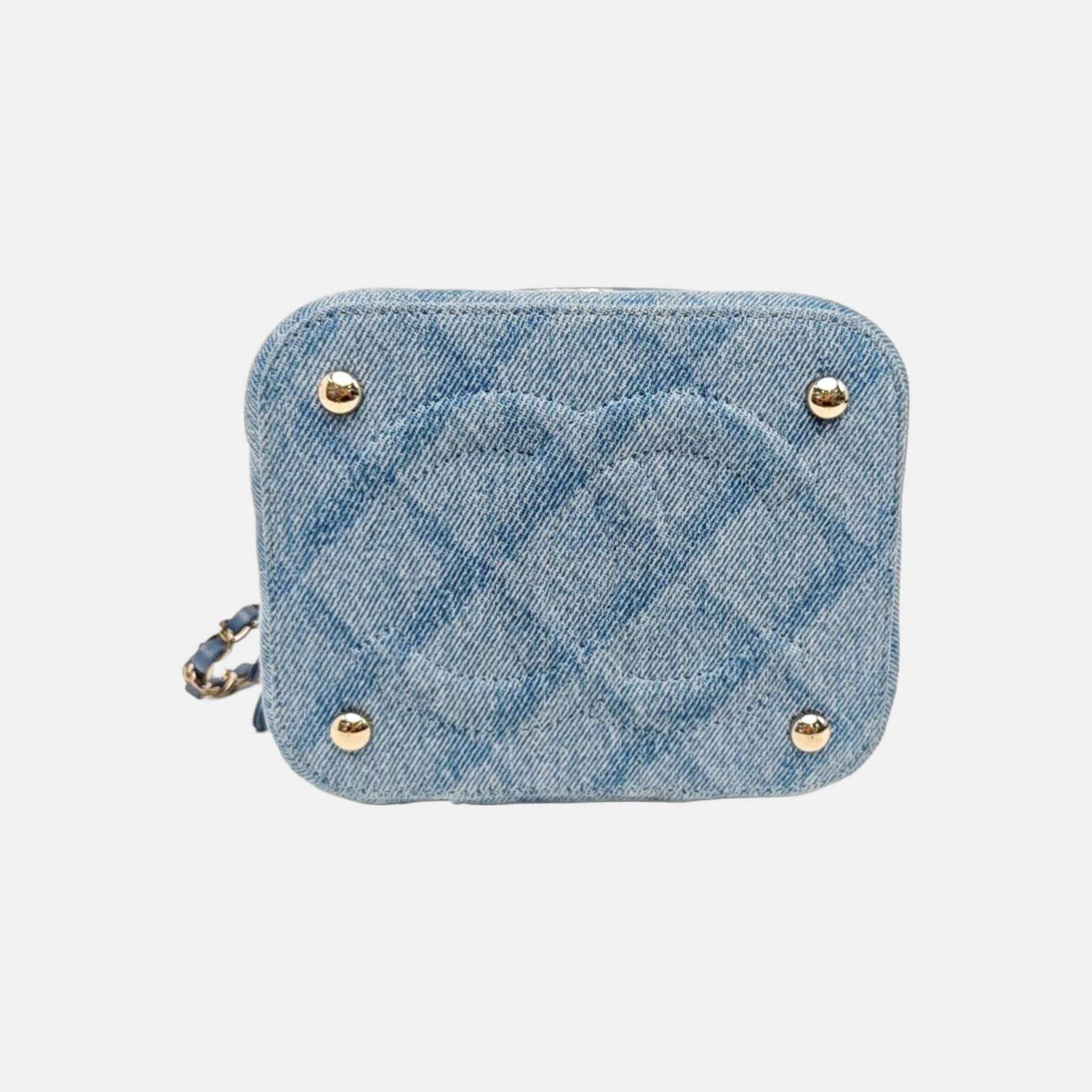 VINTAGE COSMETIC BAGS Chevron Denim Blue