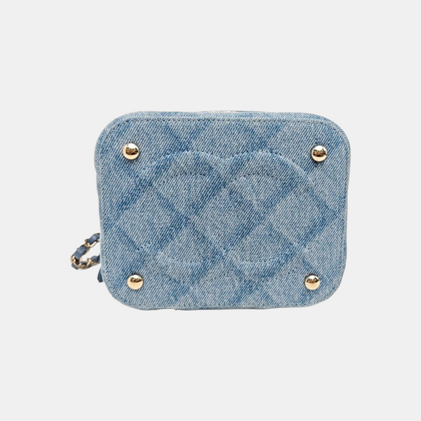 VINTAGE COSMETIC BAGS Chevron Denim Blue