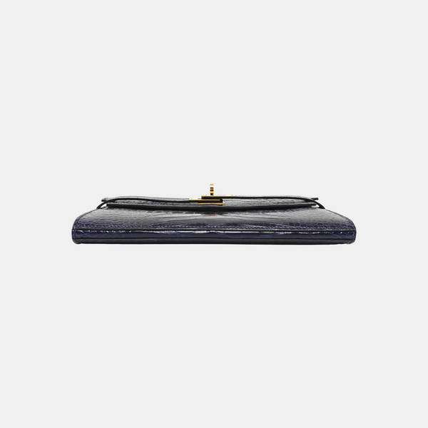 Kelly 20 Shiny Porosus Crocodile Blue Wallet