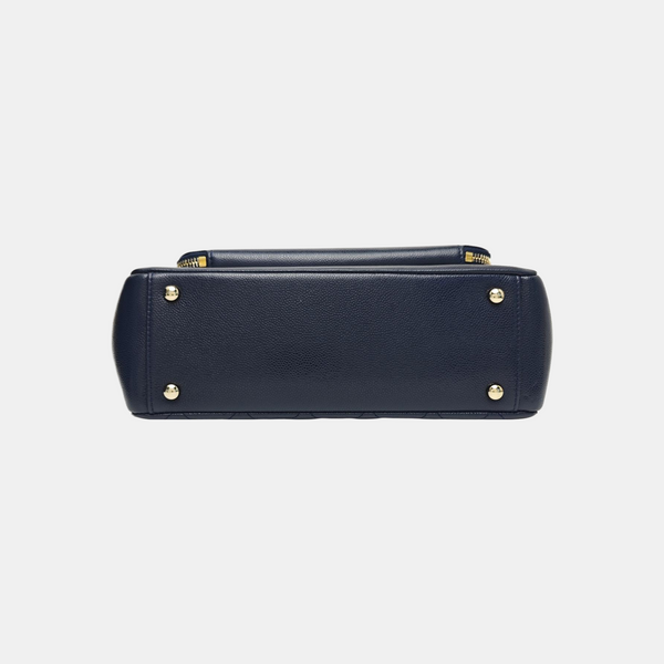 Quilted Grained Calfskin Shoulder Bag Blue