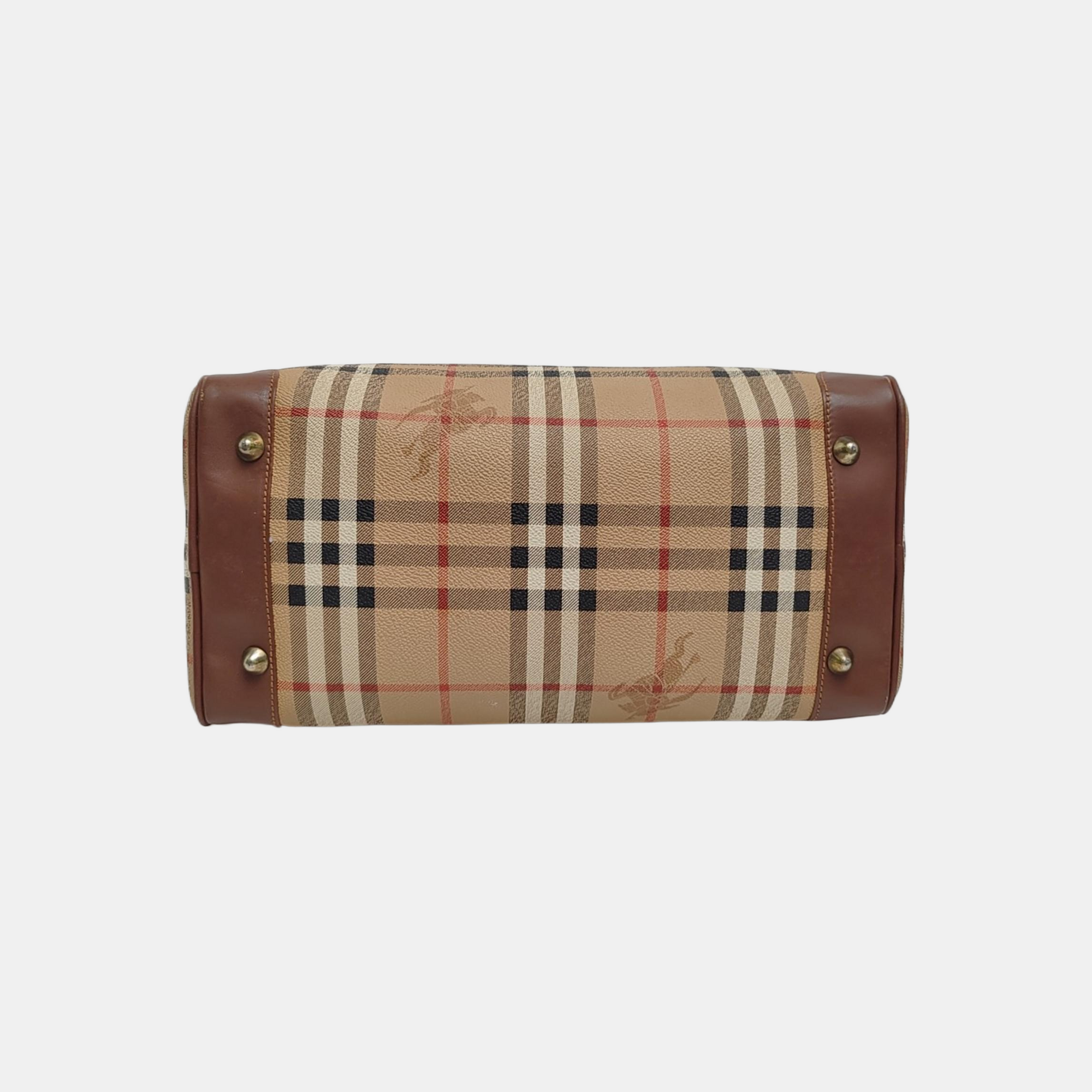 Coated Canvas Top Handle Bag Beige