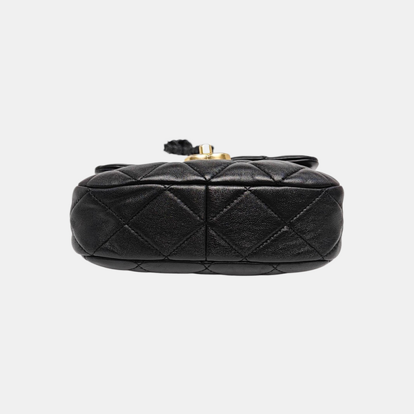 Quilted Lambskin Shoulder Bag Black