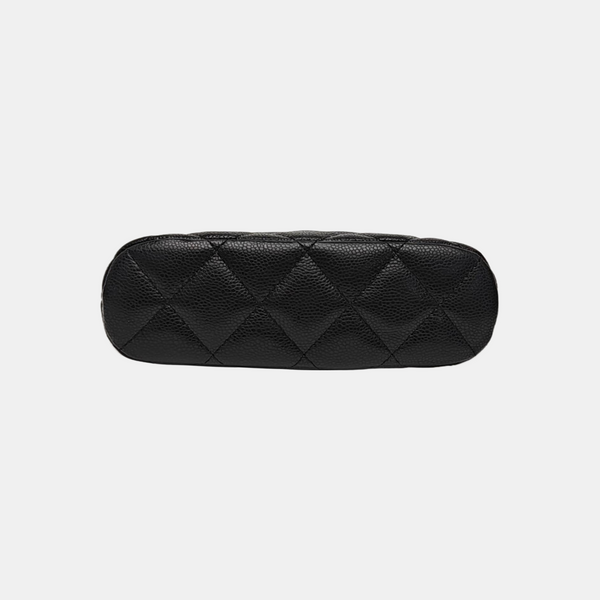 Quilted Grained Calfskin Shoulder Bag Black