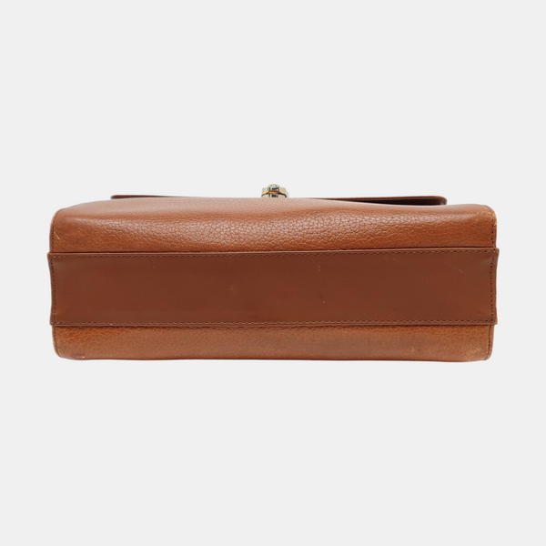 Calfskin Top Handle Bag Brown