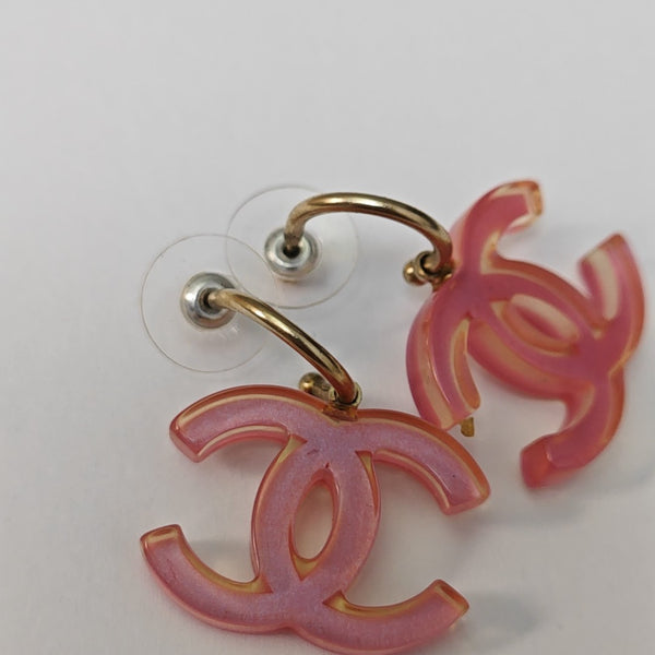 CC Logo Resin Red Stud Earrings