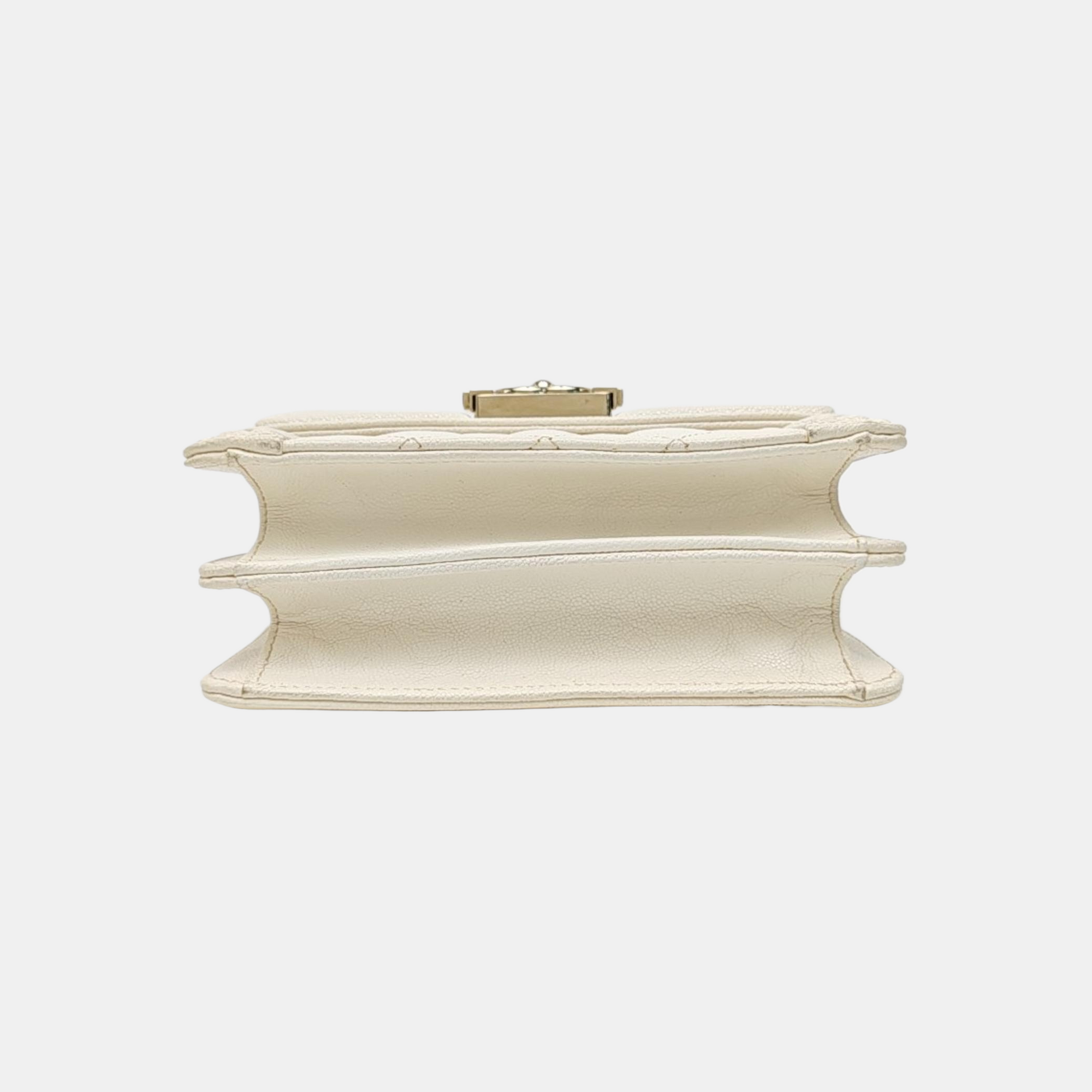 BOY CHANEL Small Quilted Calfskin White