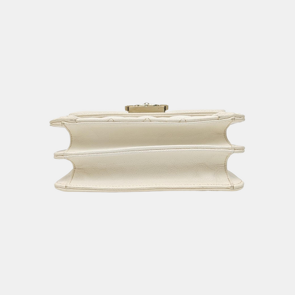 BOY CHANEL Small Quilted Calfskin White