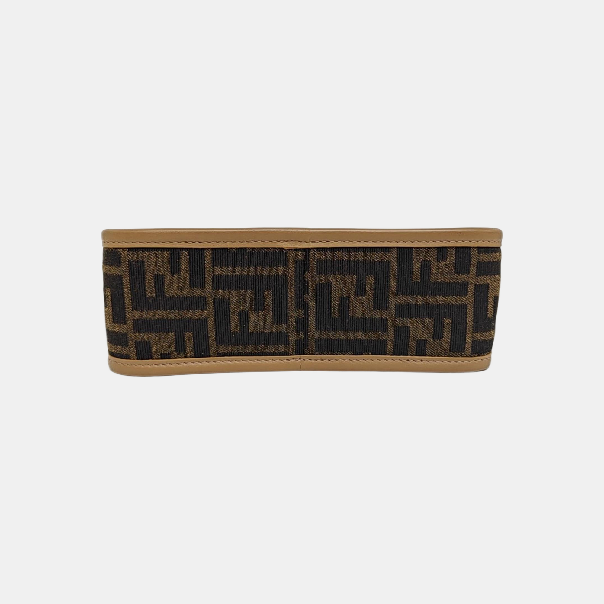 Fabric Top Handle Bag Brown