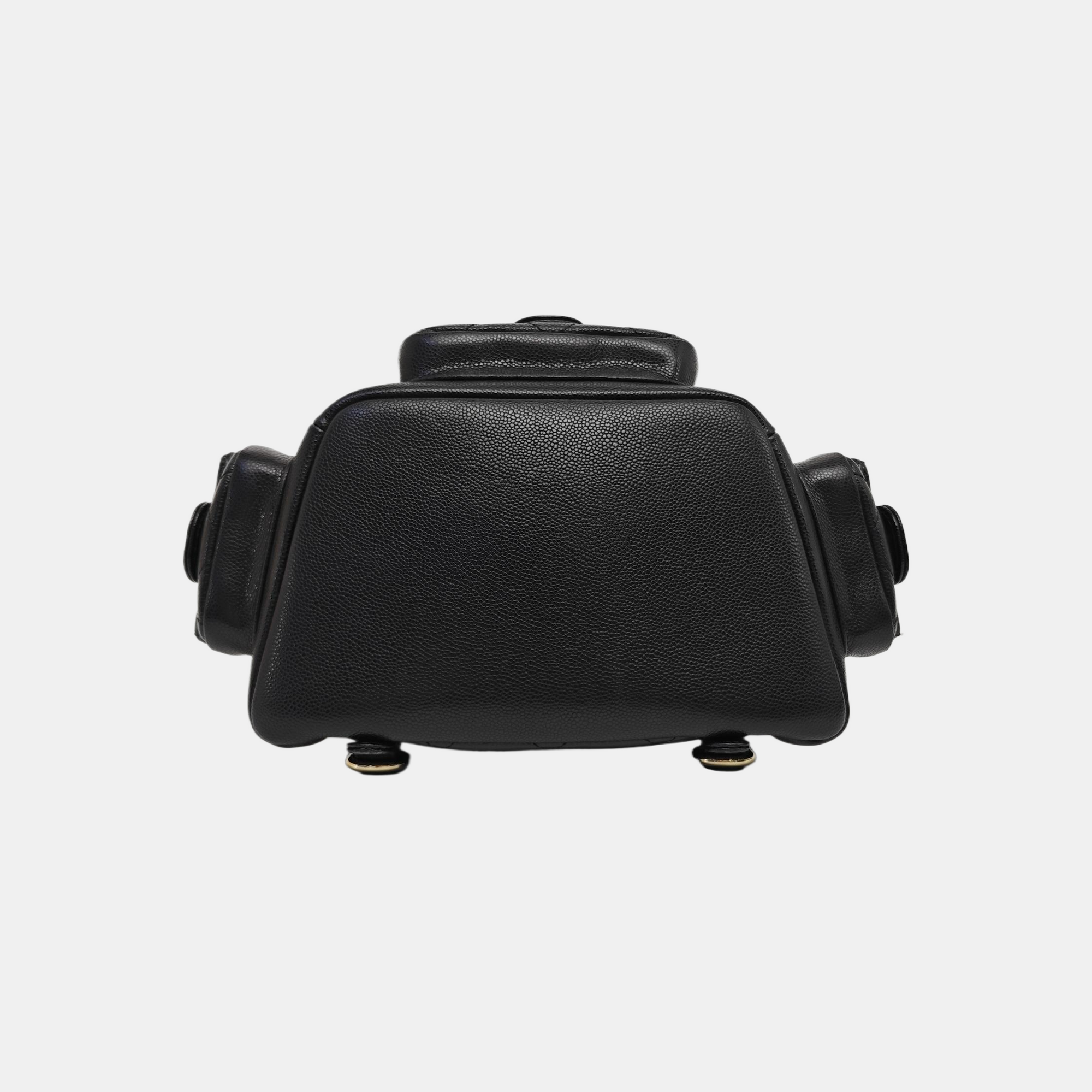 Quilted Grained Calfskin Backpack Small Black