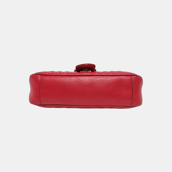 GG Marmont Medium Quilted Calfskin Red