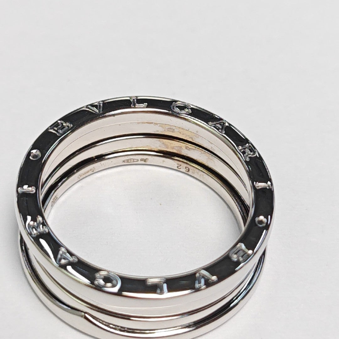 B.ZERO1 18k White Gold Silver Ring EU 62