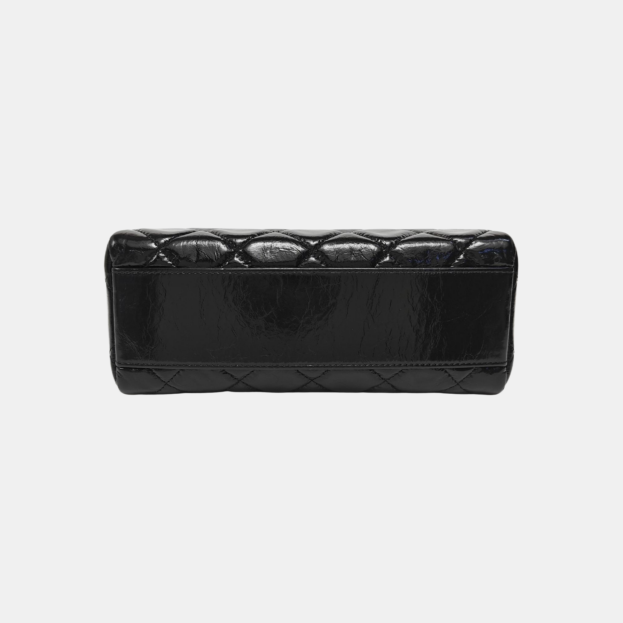 Quilted Patent Leather Shoulder Bag Black
