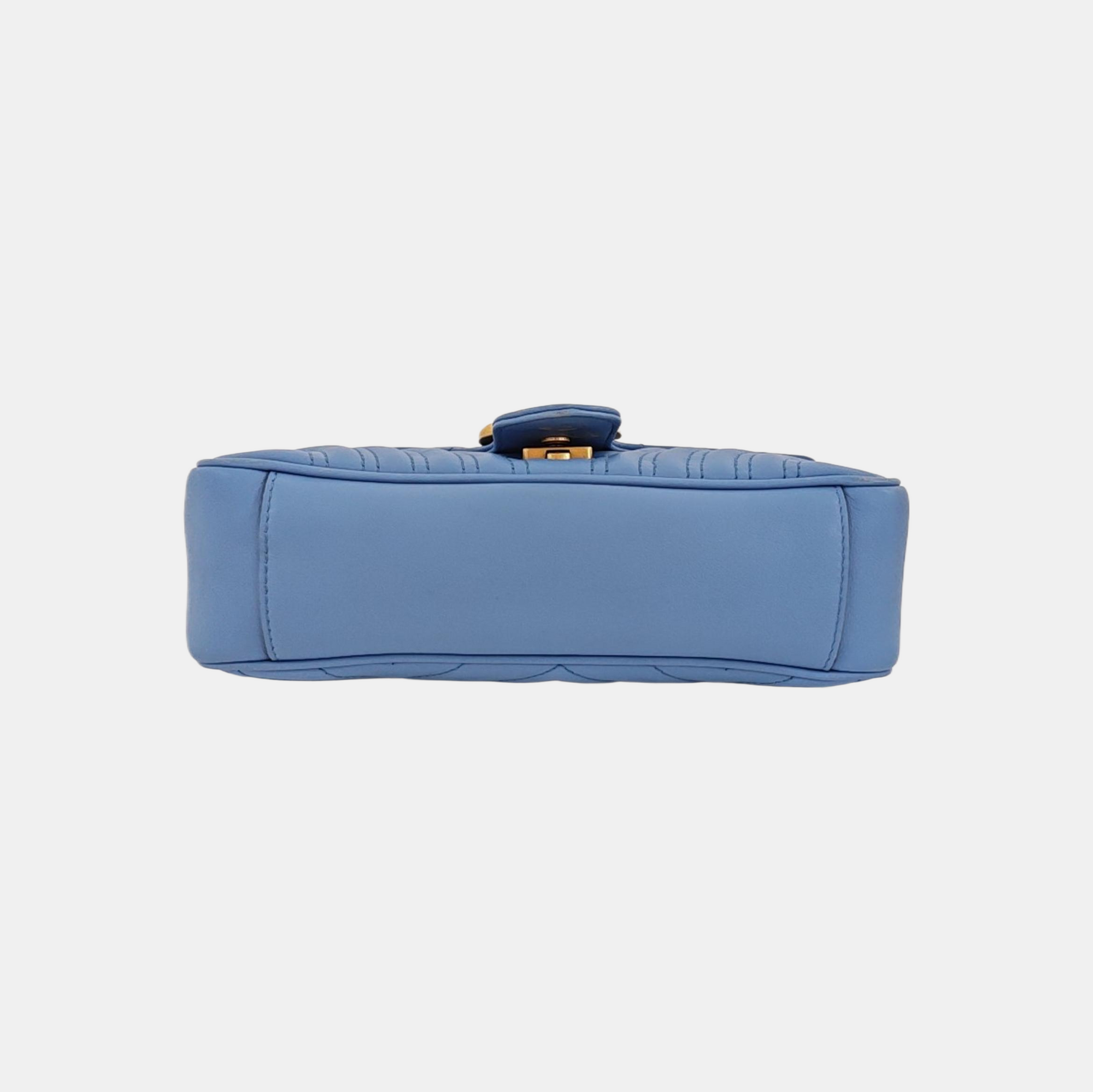 GG Marmont Medium Quilted Calfskin Blue