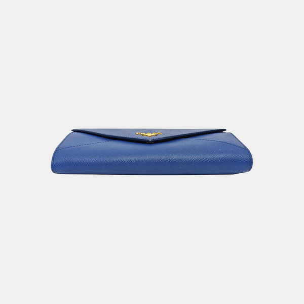 Envelope Wallet Saffiano Calfskin Blue