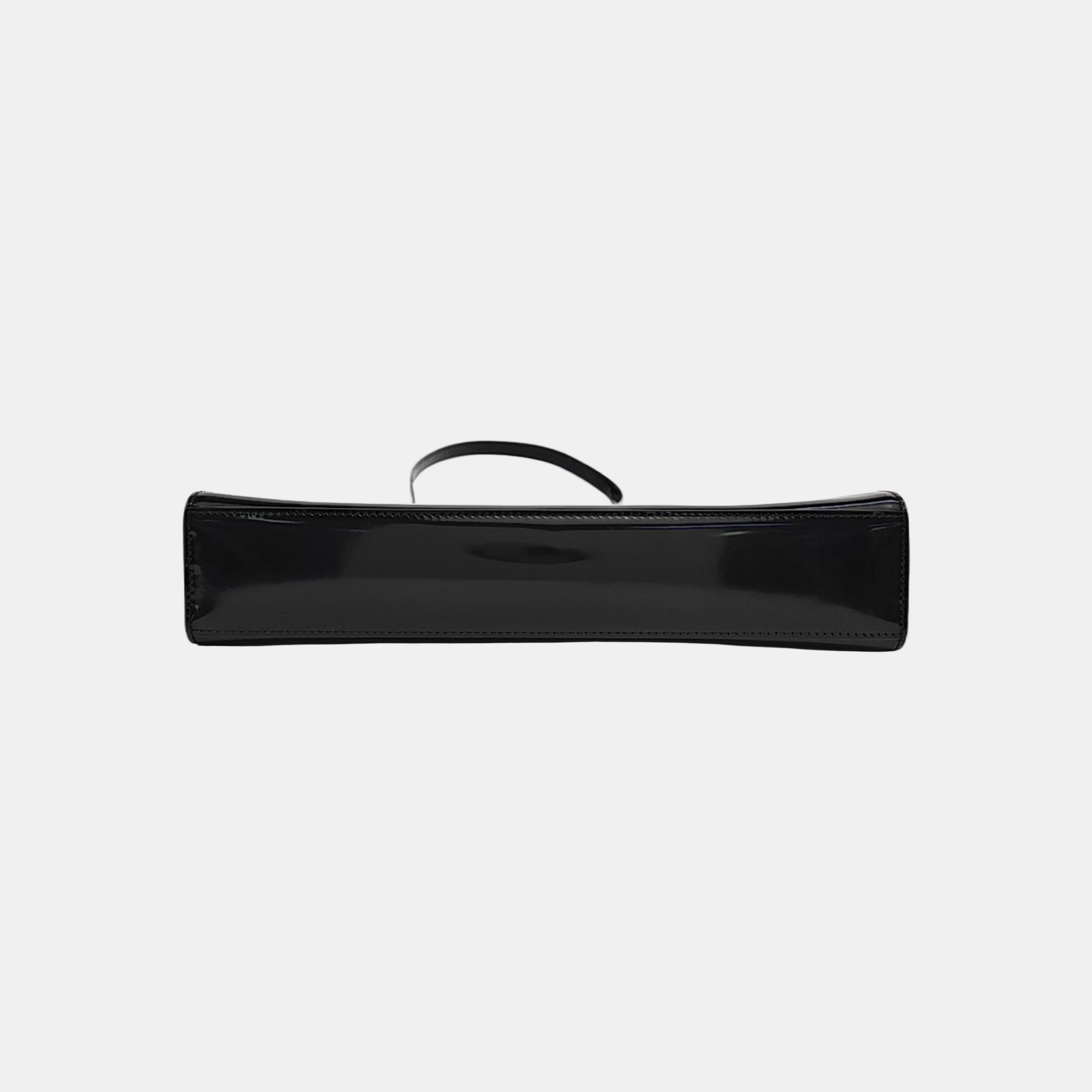 Patent Leather Top Handle Bag Black