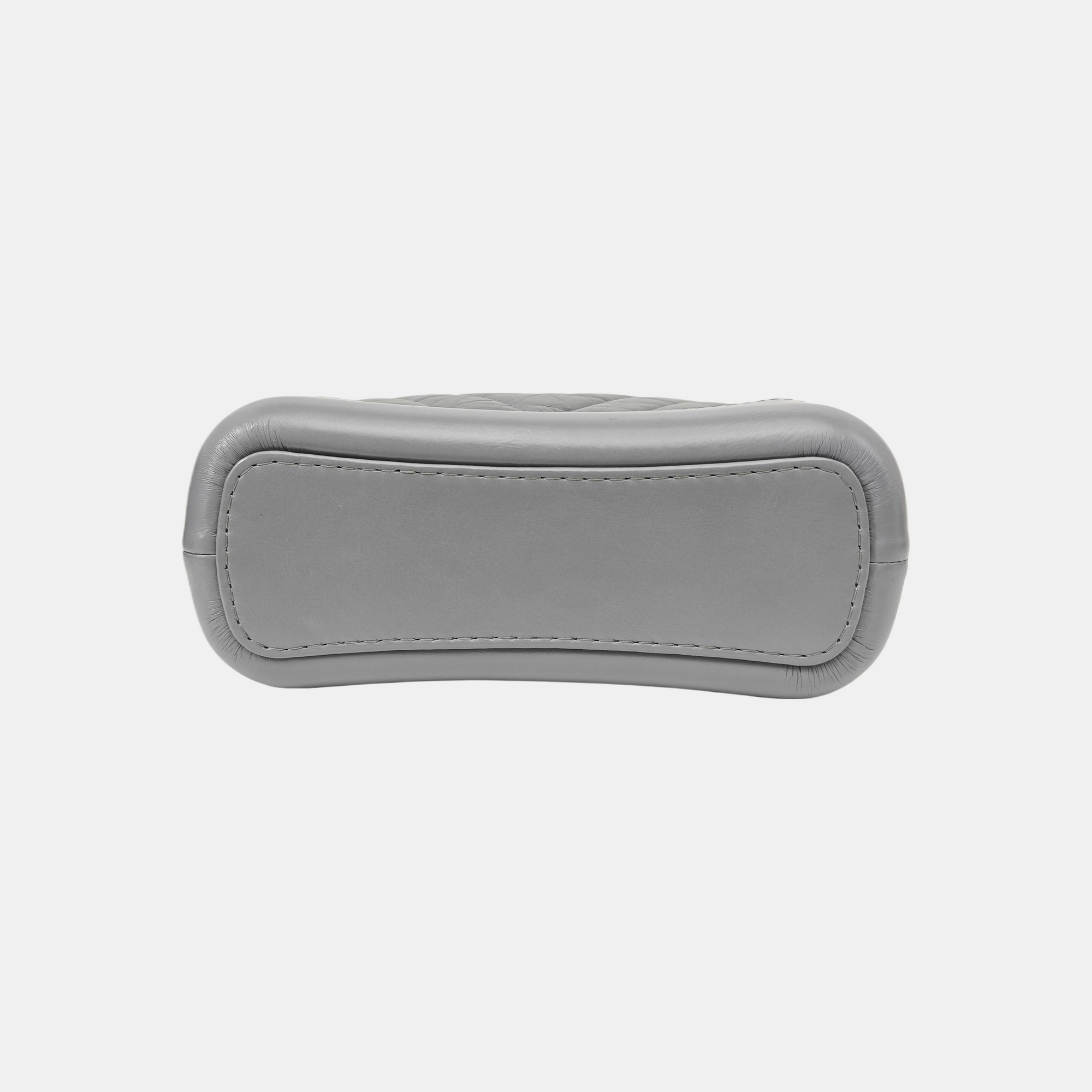 GABRIELLE Small Chevron Calfskin Gray