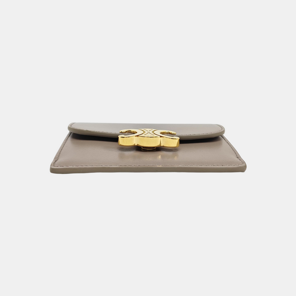 TRIOMPHE Mini Calfskin Gray Card Holder