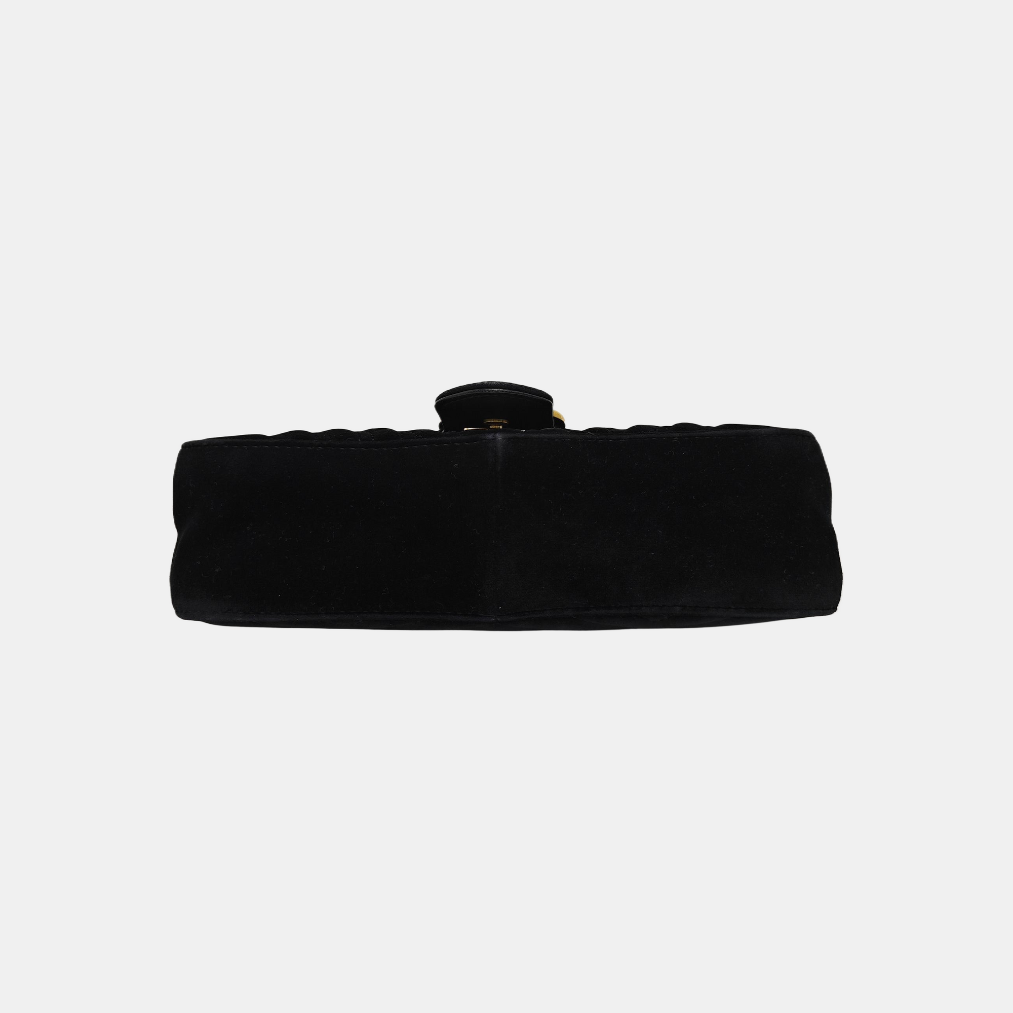 GG Marmont Medium Quilted Velvet Black