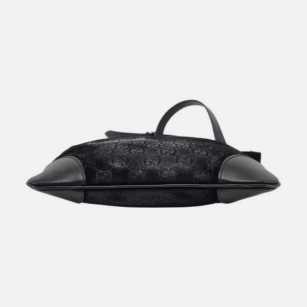 Monogram Suede Shoulder Bag Black