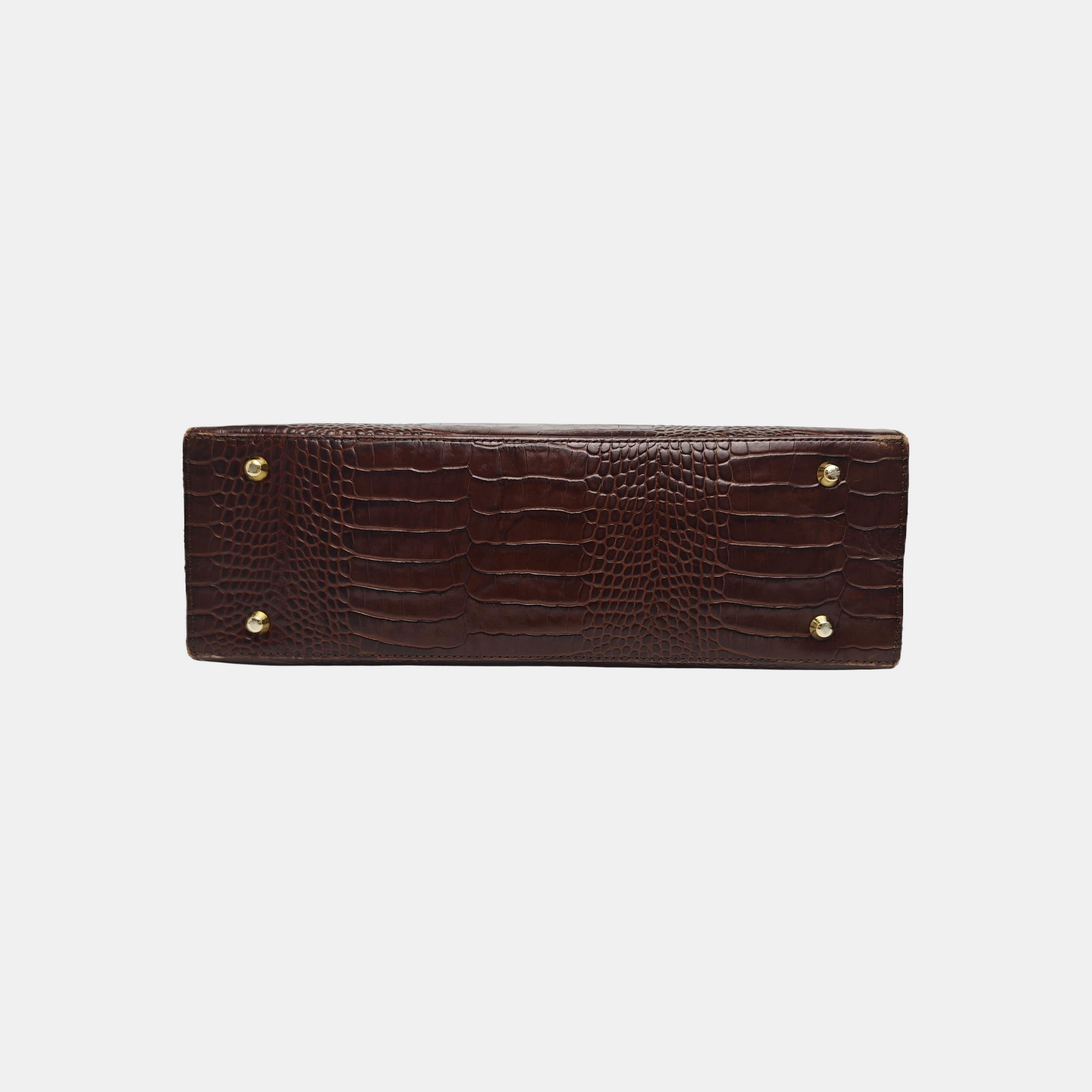 Calfskin Top Handle Bag Brown