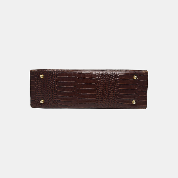 Calfskin Top Handle Bag Brown