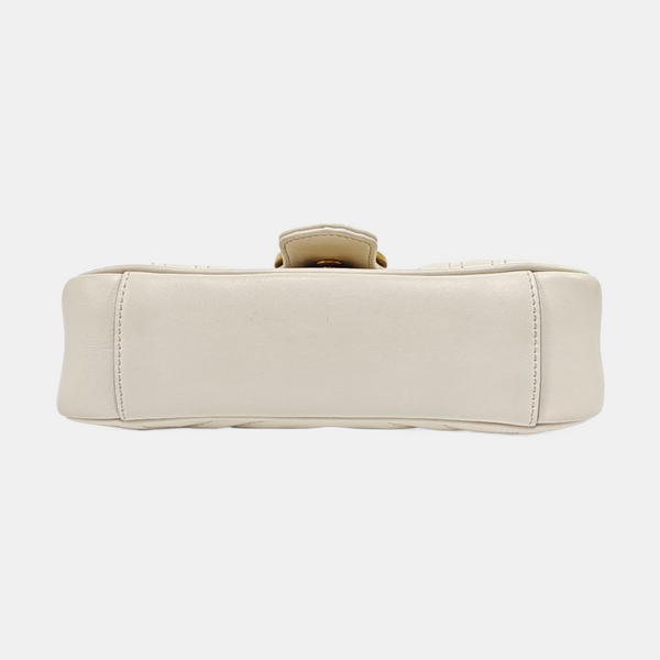 GG Marmont Small Quilted Calfskin White