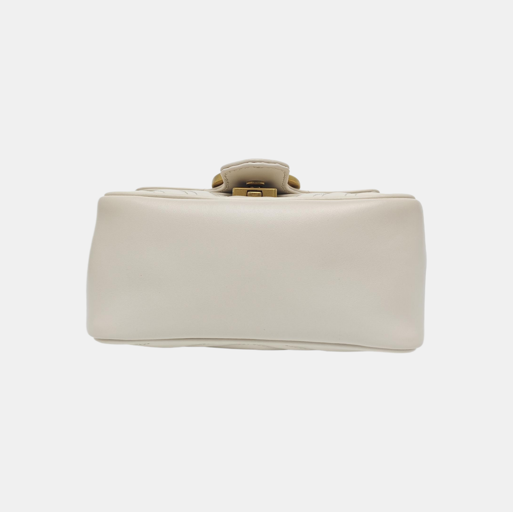 GG Marmont Mini Piel de Becerro Acolchada Blanca