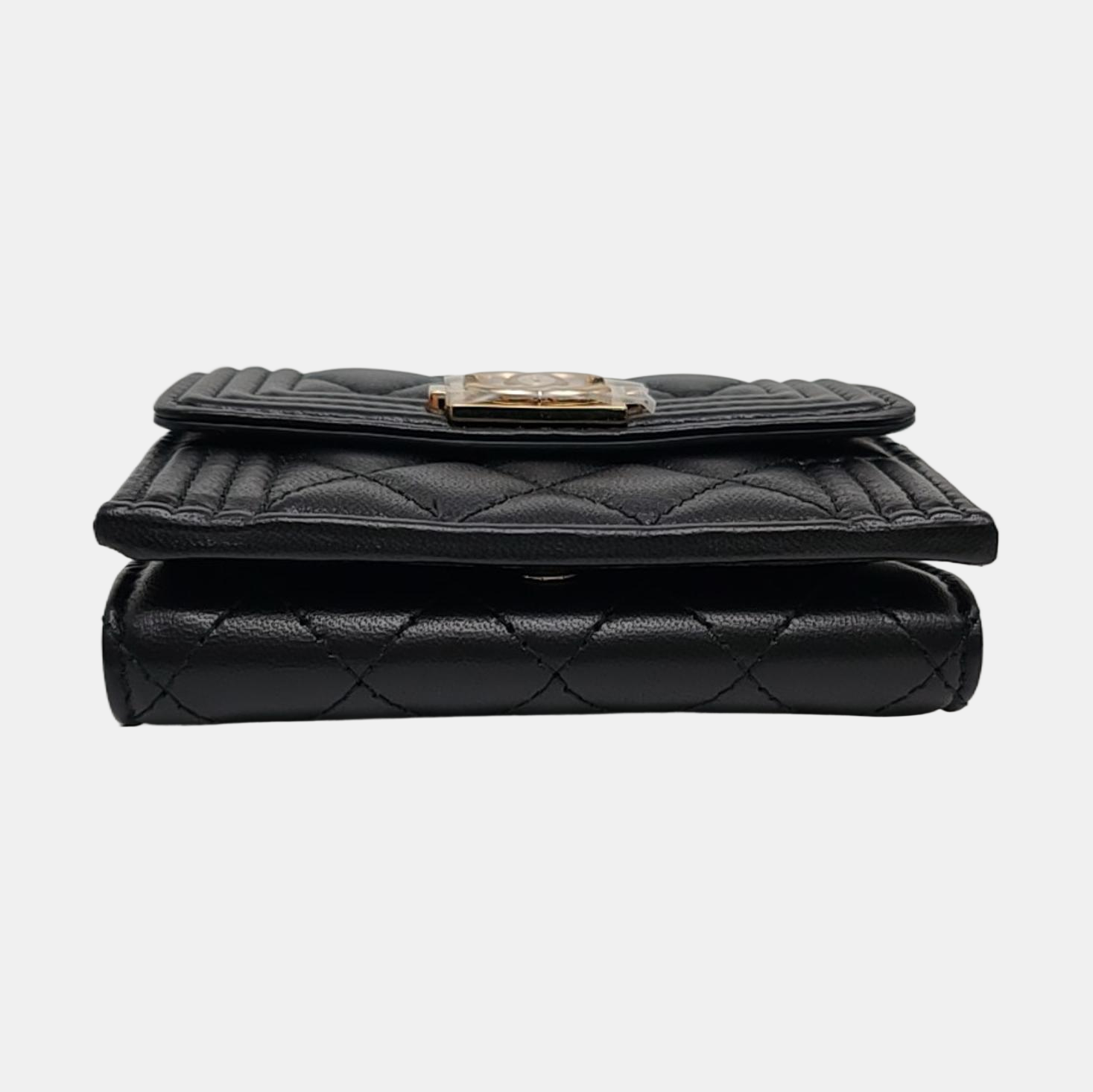 Authenticated pre-owned  BOY CHANEL Quilted Lambskin Black Wallet - Wallet at Looply
