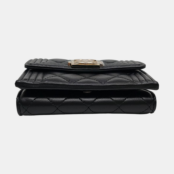 Authenticated pre-owned  BOY CHANEL Quilted Lambskin Black Wallet - Wallet at Looply