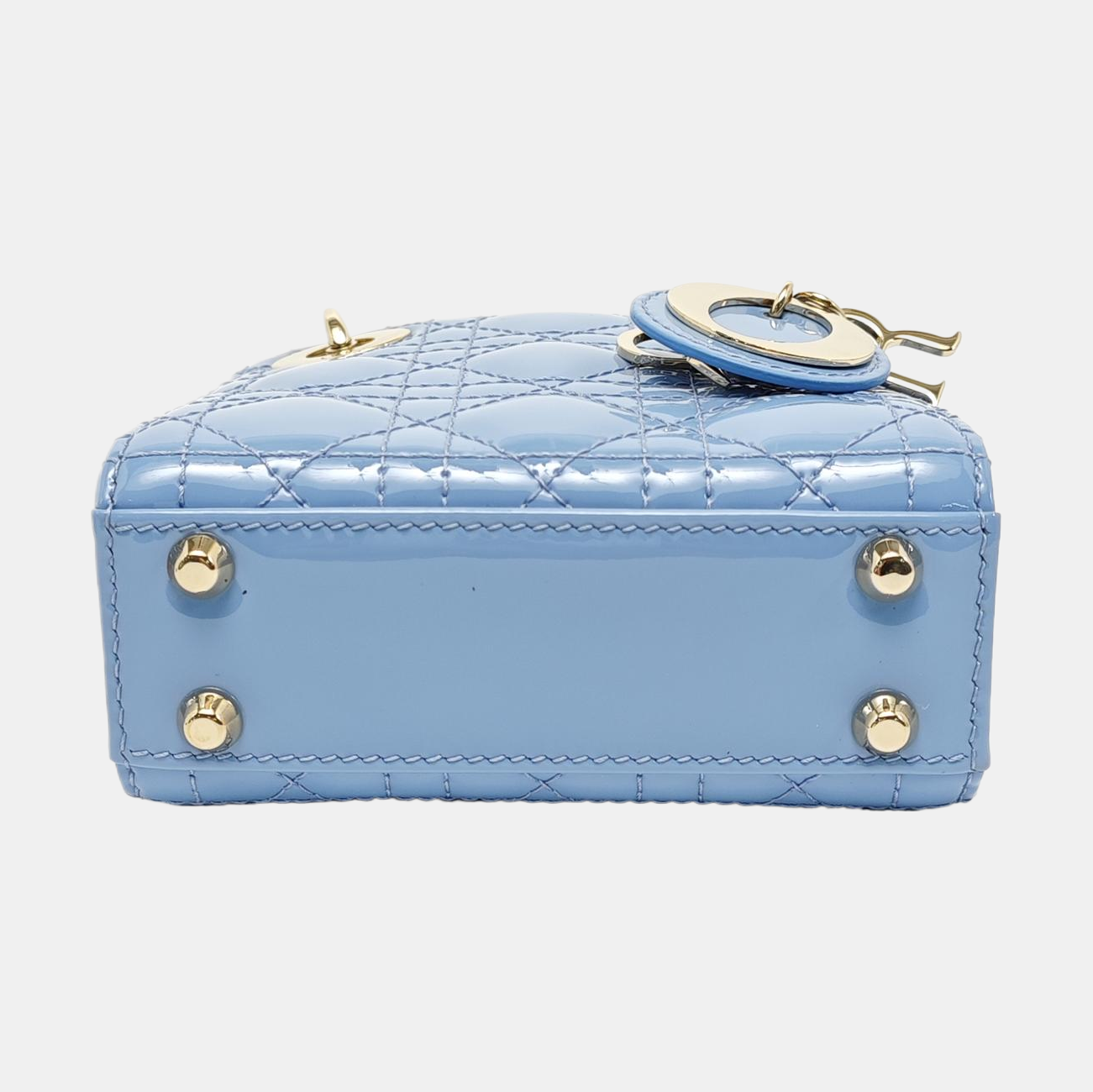 Authenticated pre-owned  Lady Dior Super Mini Cannage Patent Leather Blue - Tote Bag at Looply