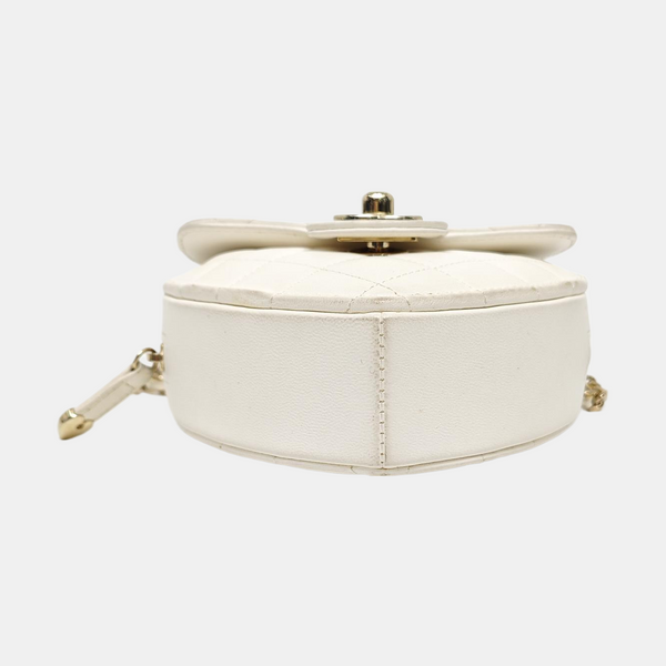 Heart Small Quilted Lambskin White