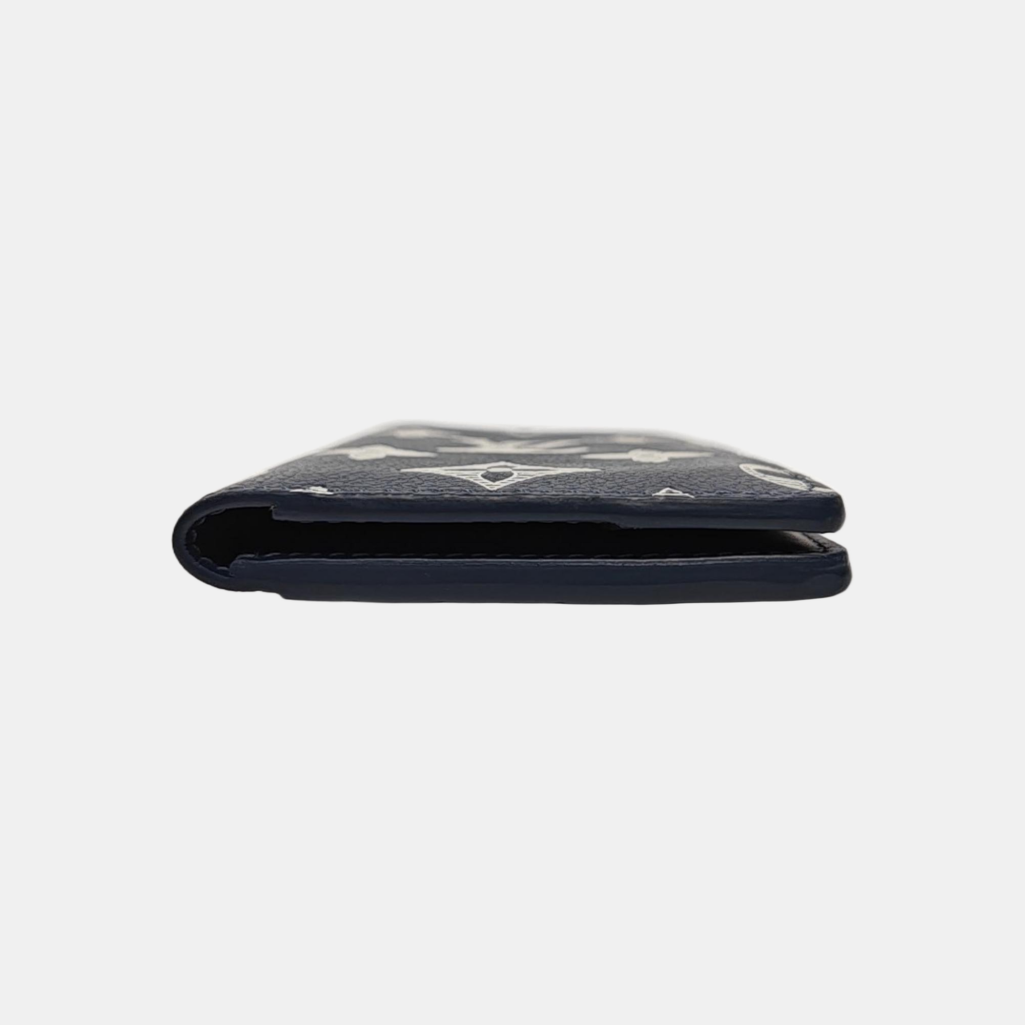 Monogram Calfskin Card Holder Blue