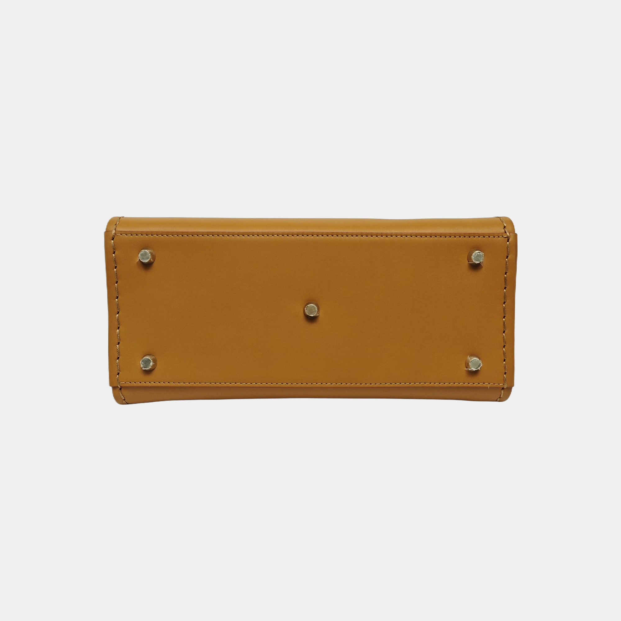 Calfskin Top Handle Bag Brown
