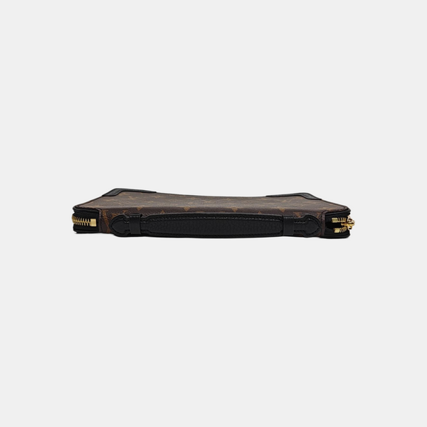 Monogram Coated Canvas Clutch Brown
