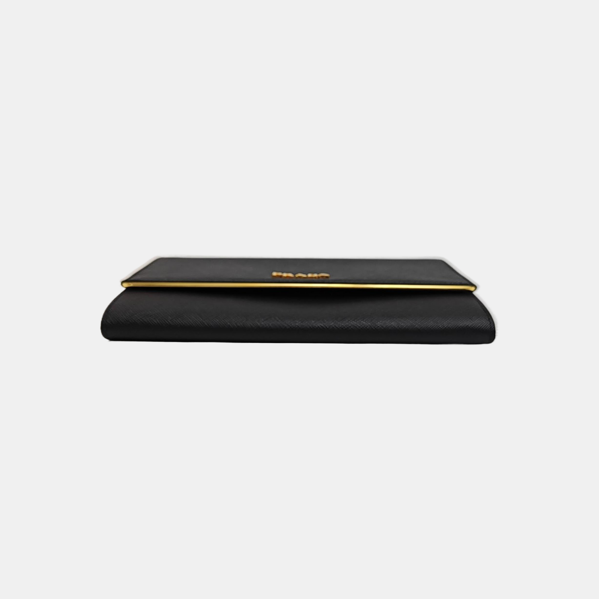 Saffiano Calfskin Clutch Black