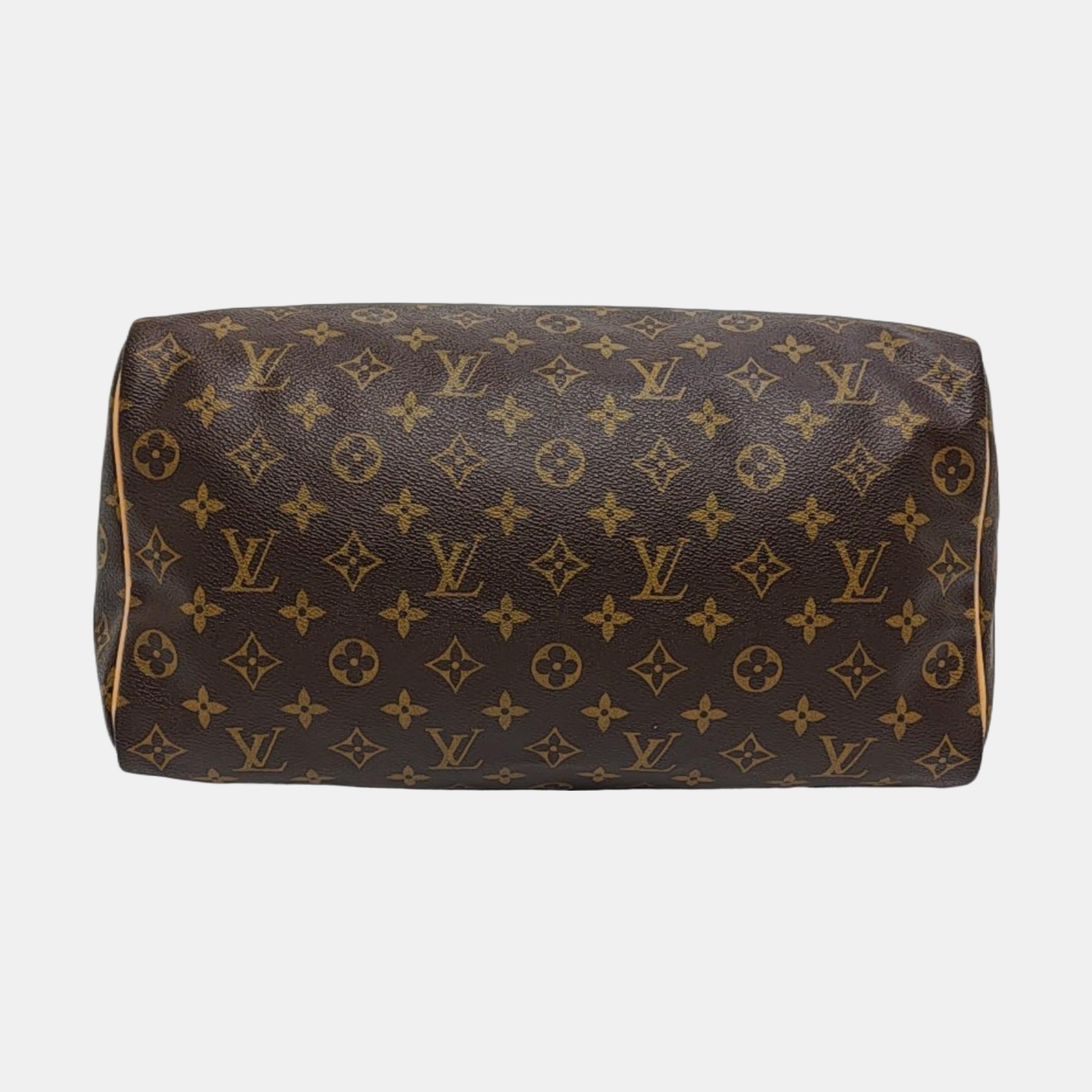 Authenticated pre-owned  SPEEDY 35 Monogram Coated Canvas Brown - Top Handle Bag at Looply