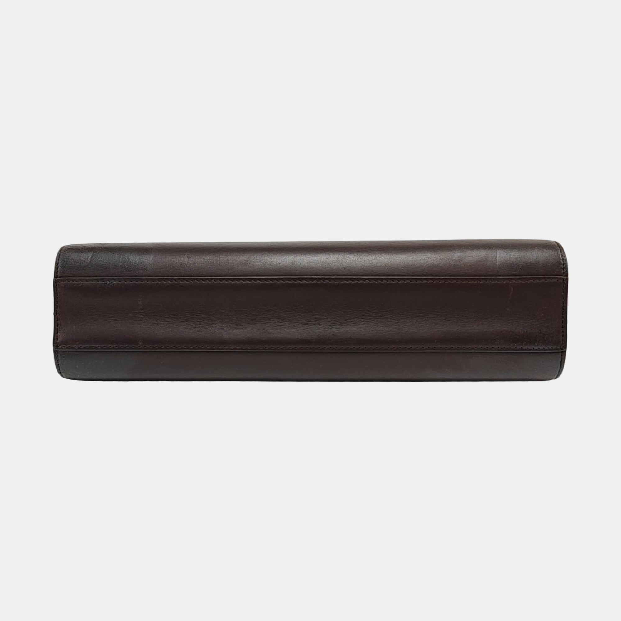 Calfskin Top Handle Bag Brown