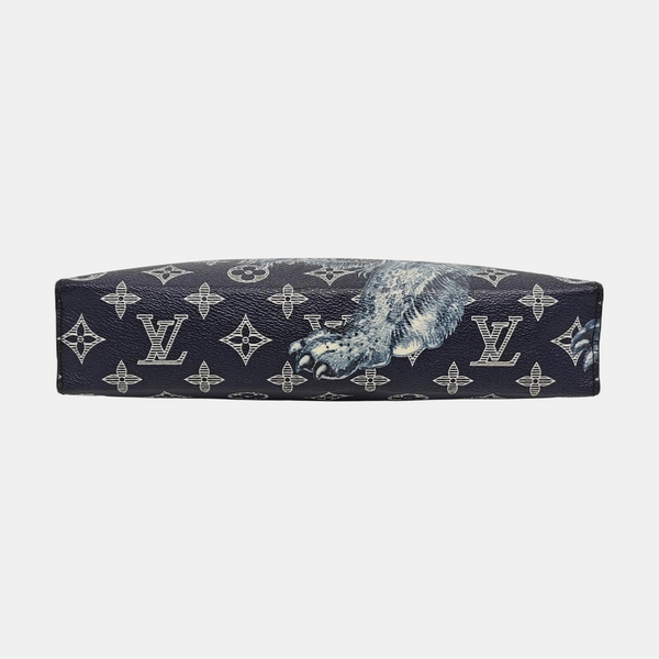 Pochette Voyag MM Monogram Coated Canvas Blue