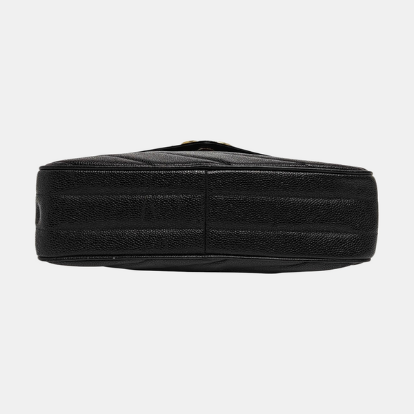 VINTAGE FRONT POCKET CAMERA BAG Quilted Grained Calfskin Black