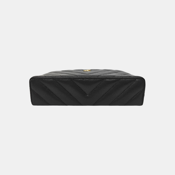 Quilted Grained Calfskin Shoulder Bag Black