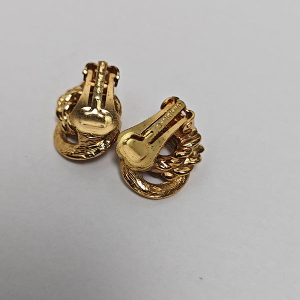 Twist Round Metal Gold Clip On Earrings