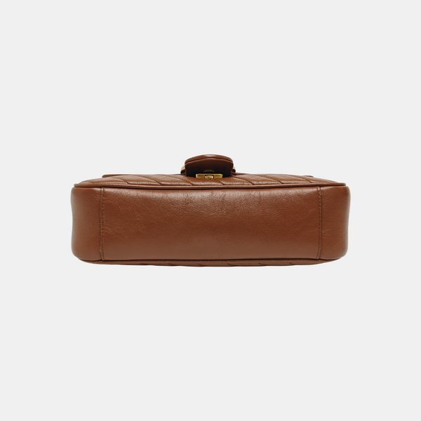 GG Marmont Medium Quilted Calfskin Brown