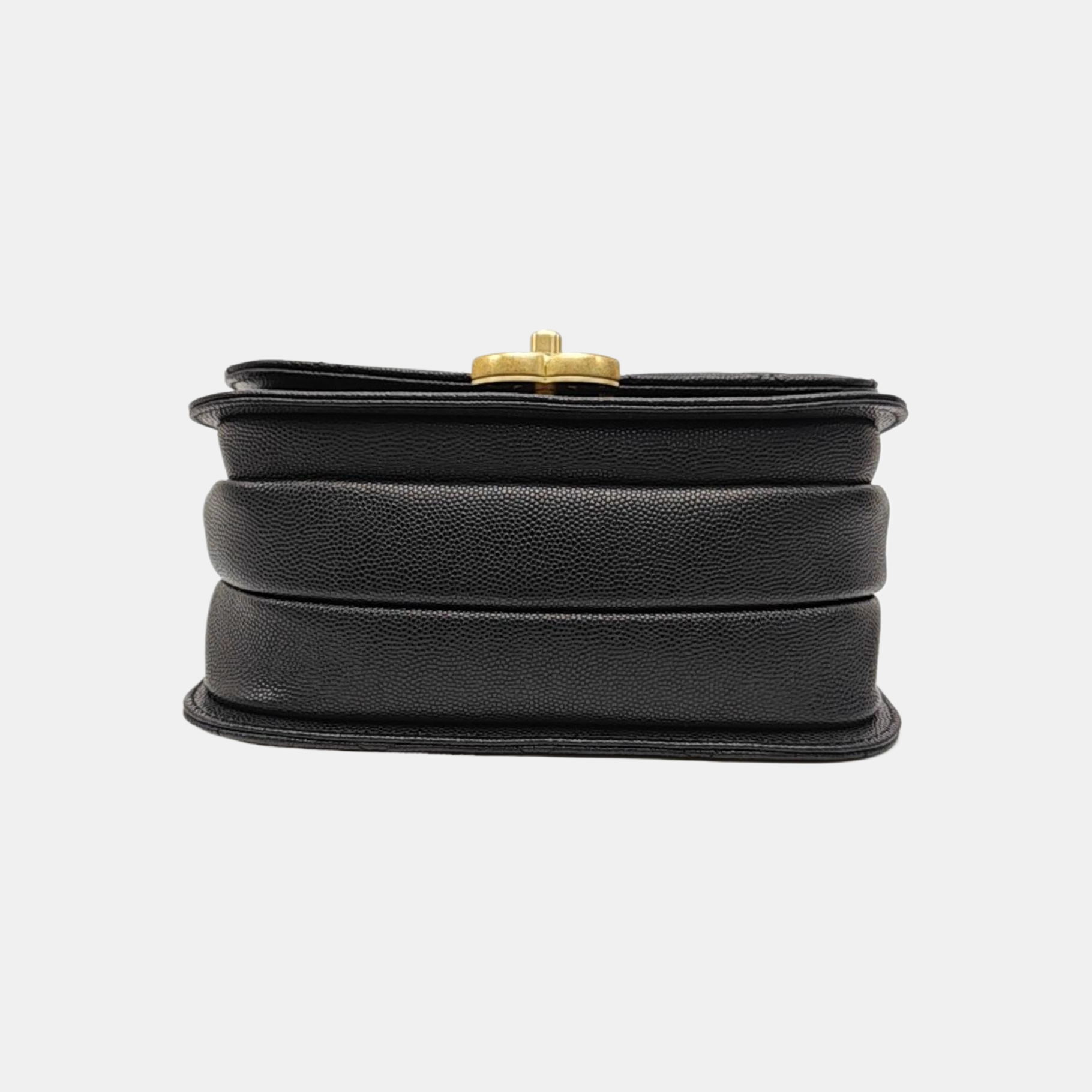Quilted Grained Calfskin Shoulder Bag Black