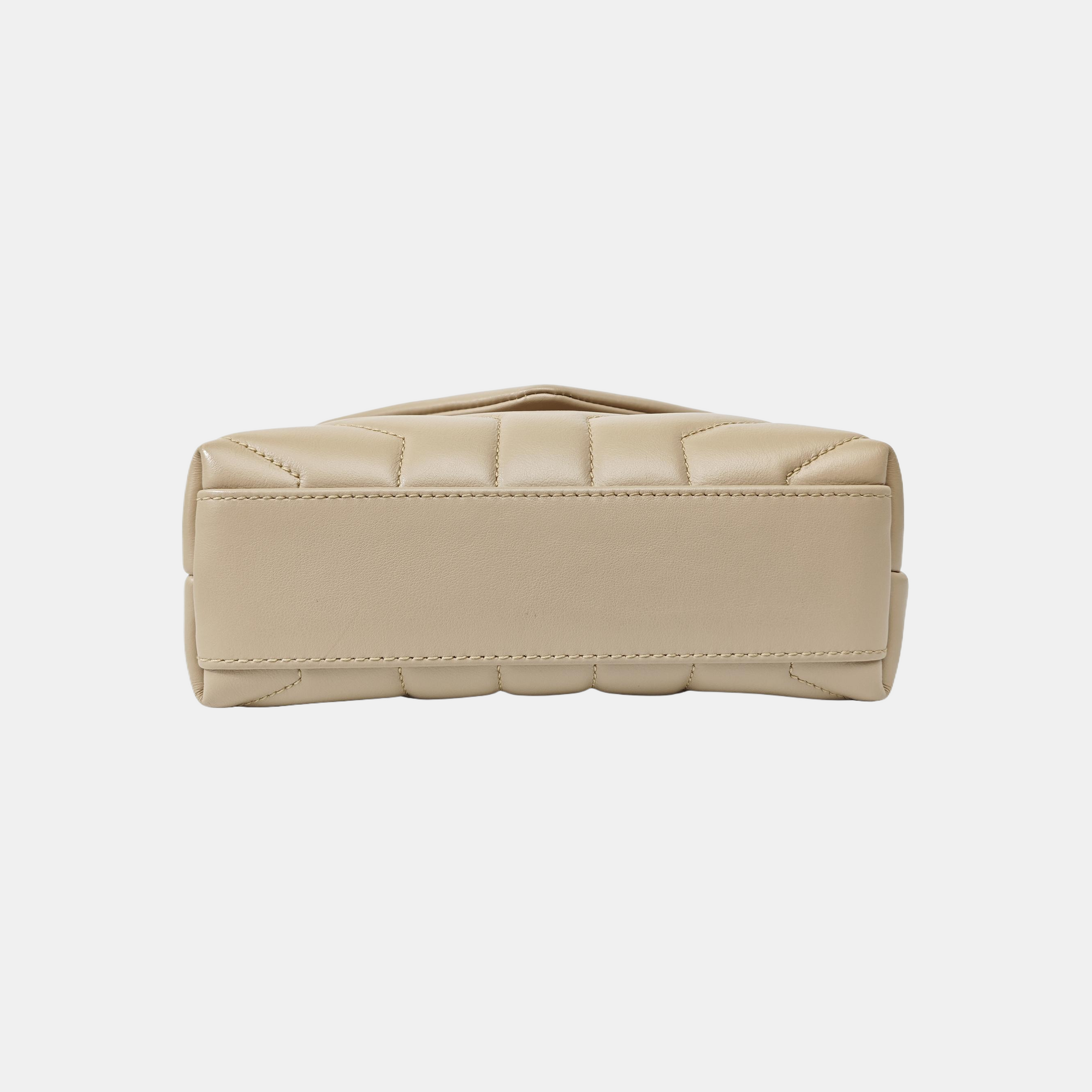 LOULOU Extra Small Chevron Calfskin Beige